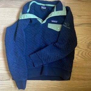 Customized Gozzer Ranch Patagonia Pullover, blue and green, size small!!!